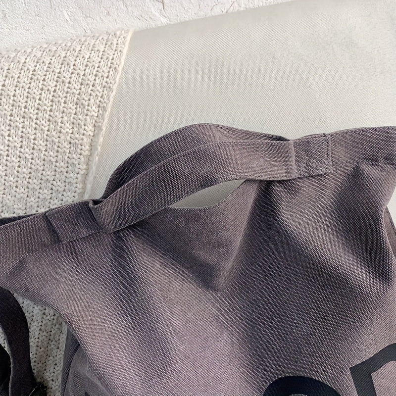 Casual Letter Shoulder Bags, Solid Color Canvas Handbag, Fashion Large Capacity Crossbody Bag Tote