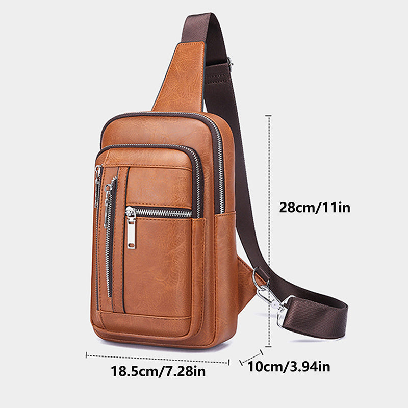 Men's PU Material Multi-pocket High-quality Chest Bag Give Gifts To Men On Valentine's Day