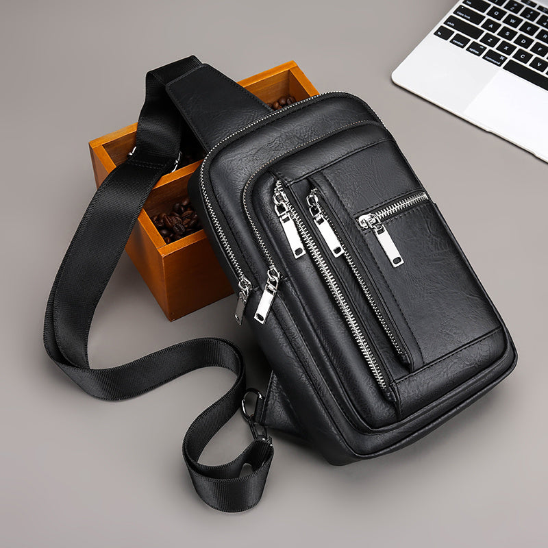 Men's PU Material Multi-pocket High-quality Chest Bag Give Gifts To Men On Valentine's Day